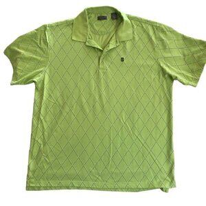IZOD Gulf Mens Polo Shirt Pima Cotton Bright Green Collar Short Sleeves Size XL